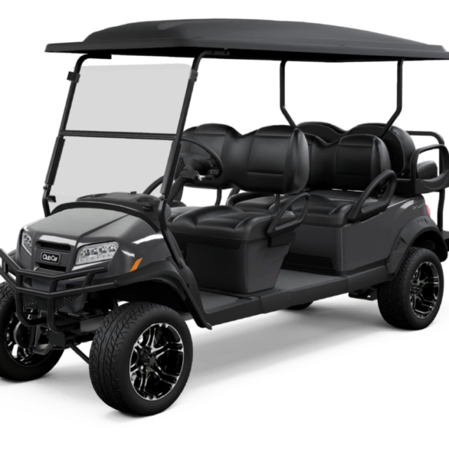 Club Car Onward 6 Passenger golf cart in midnight silver