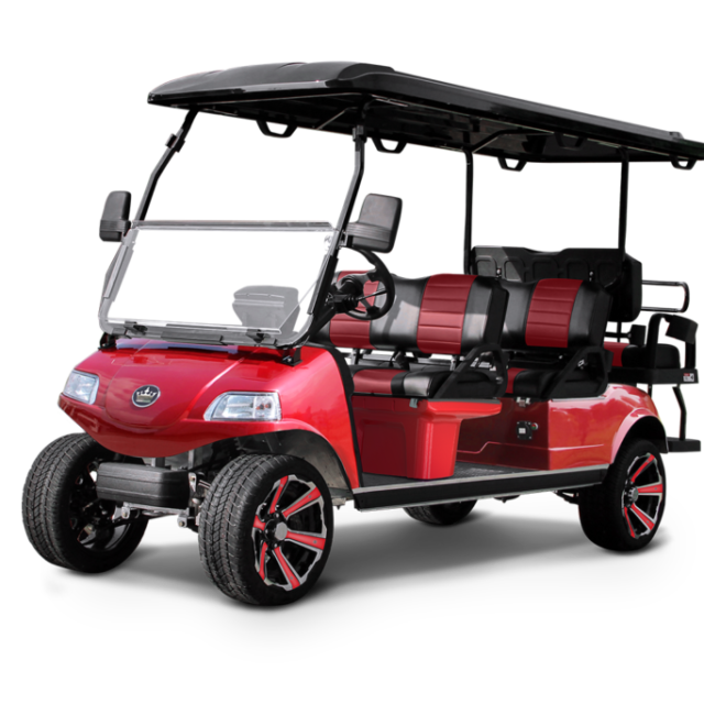 Evolution Carrier 6 Plus golf cart in flamenco red