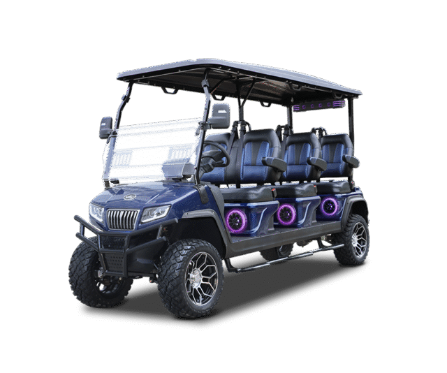 Evolution D5 Maverick 6 Plus golf cart in mediterranean blue