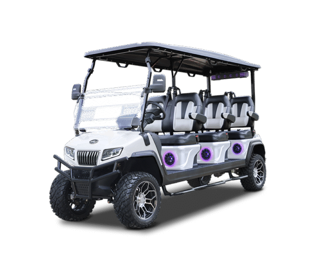 Evolution D5 Maverick 6 Plus golf cart in mineral white