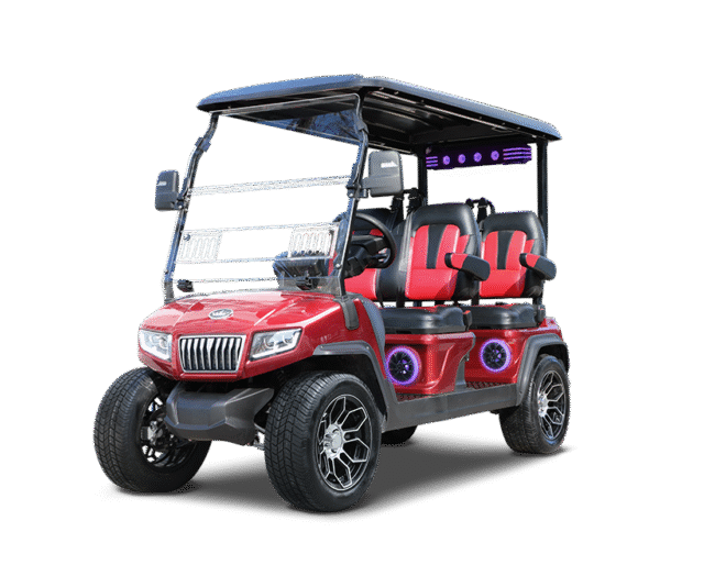 Evolution D5 Ranger 4 Plus golf cart in flamenco red