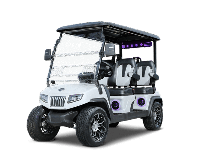 Evolution D5 Ranger 4 Plus golf cart in mineral white
